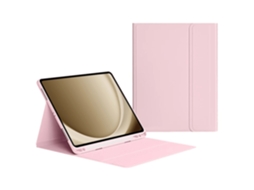 Capa Com Teclado Bluetooth Em Couro Compatível Com Ipad Air 4/5/6/7 10.9/11", Cor Rosa