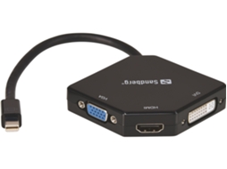 Adaptador HDMI SANDBERG (Mini DisplayPort - HDMI - VGA e DVI - 19 cm - Preto)