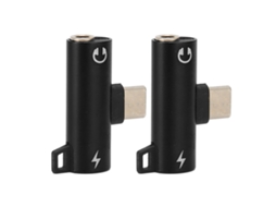 Adaptador USB C para 3,5 mm 2 em 1, resistente, preto, 2 unidades AQUAFORGE