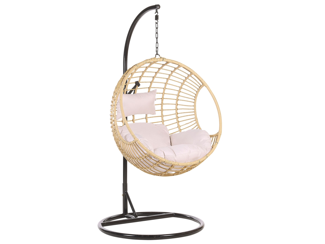 Silla Colgante Con Soporte Beliani Aspio De Ratán Sintético Marrón 99x97x199
