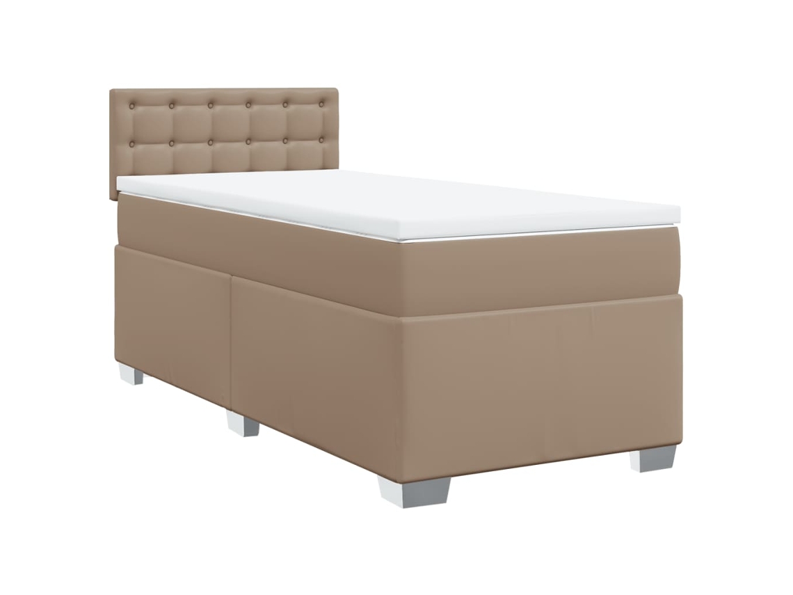 Cama com Molas Couro Artificial Cappuccino MAISON EXCLUSIVE 80x200 cm