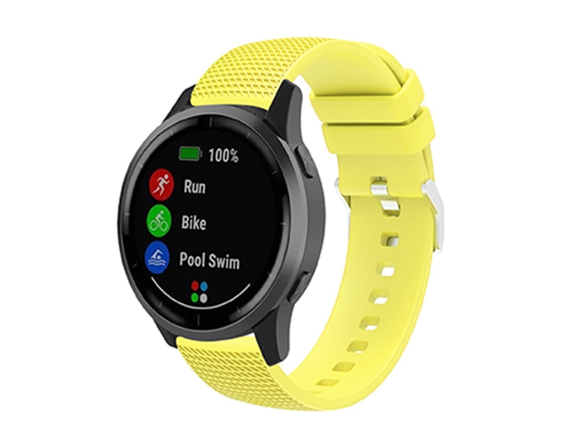Bracelete Silicone Design em Grade 18Mm com Fivela Prateada para Huawei Talkband B5 Amarelo