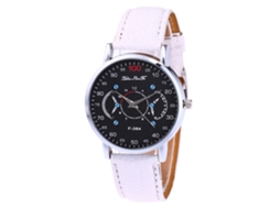 Reloj De Cuarzo Casual Unisex Con Correa De Cuero Pu Blanco Moda Accesorio