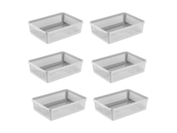 Bandejas De Armazenamento De Plástico, Cestas/Cestas Organizadoras, 34*25*9,2 Cm, Conjunto De 6 (Branco, Preto, Cinza)