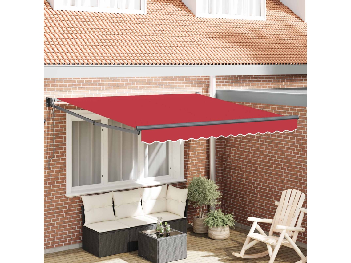 Vidaxl Toldo Retrátil Vermelho 300 X 250 X 165 Cm Poliéster E Metal