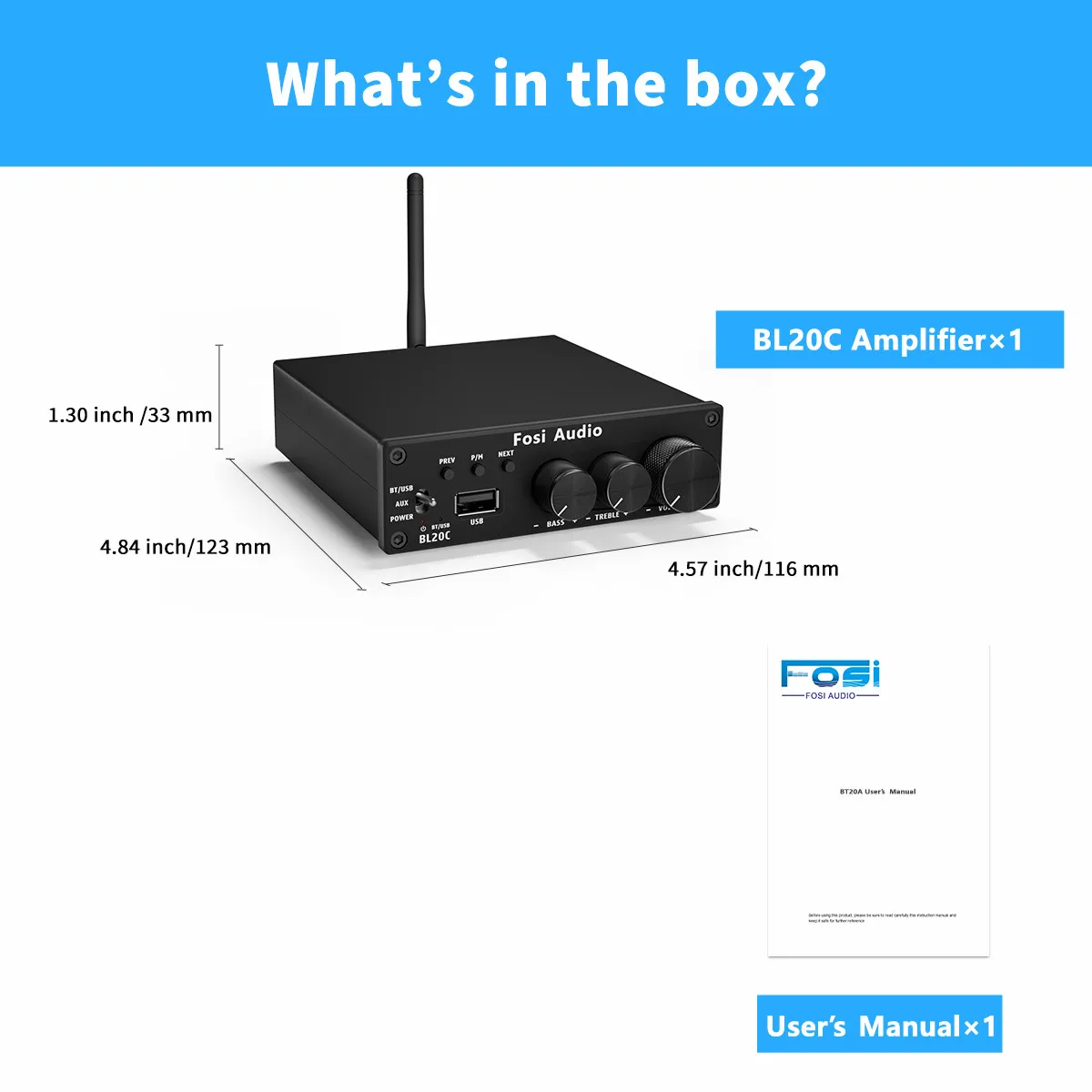 Amplificador de Áudio Bluetooth 2.1 com Alta Fidelidade, Amplificador Classe D, Reprodutor Usb MDUG