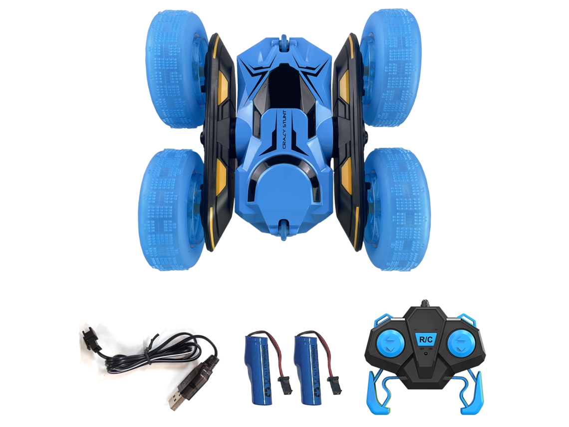 Mali carro de Controle Remoto para Crianças, Carro de Stunt Elétrico 4wd 2.4ghz com Luzes Led e 2 Baterias Recarregáveis (azul)