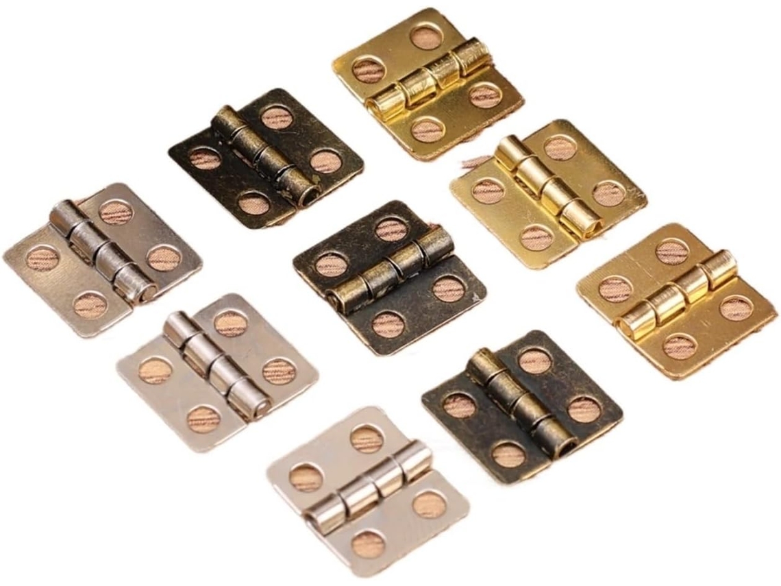 Dobradiças De Ferro Com Parafusos Para Móveis, Armários E Gavetas, 180 Graus Dourado Conjunto Com 20 Unidades 10 50 100 Peças