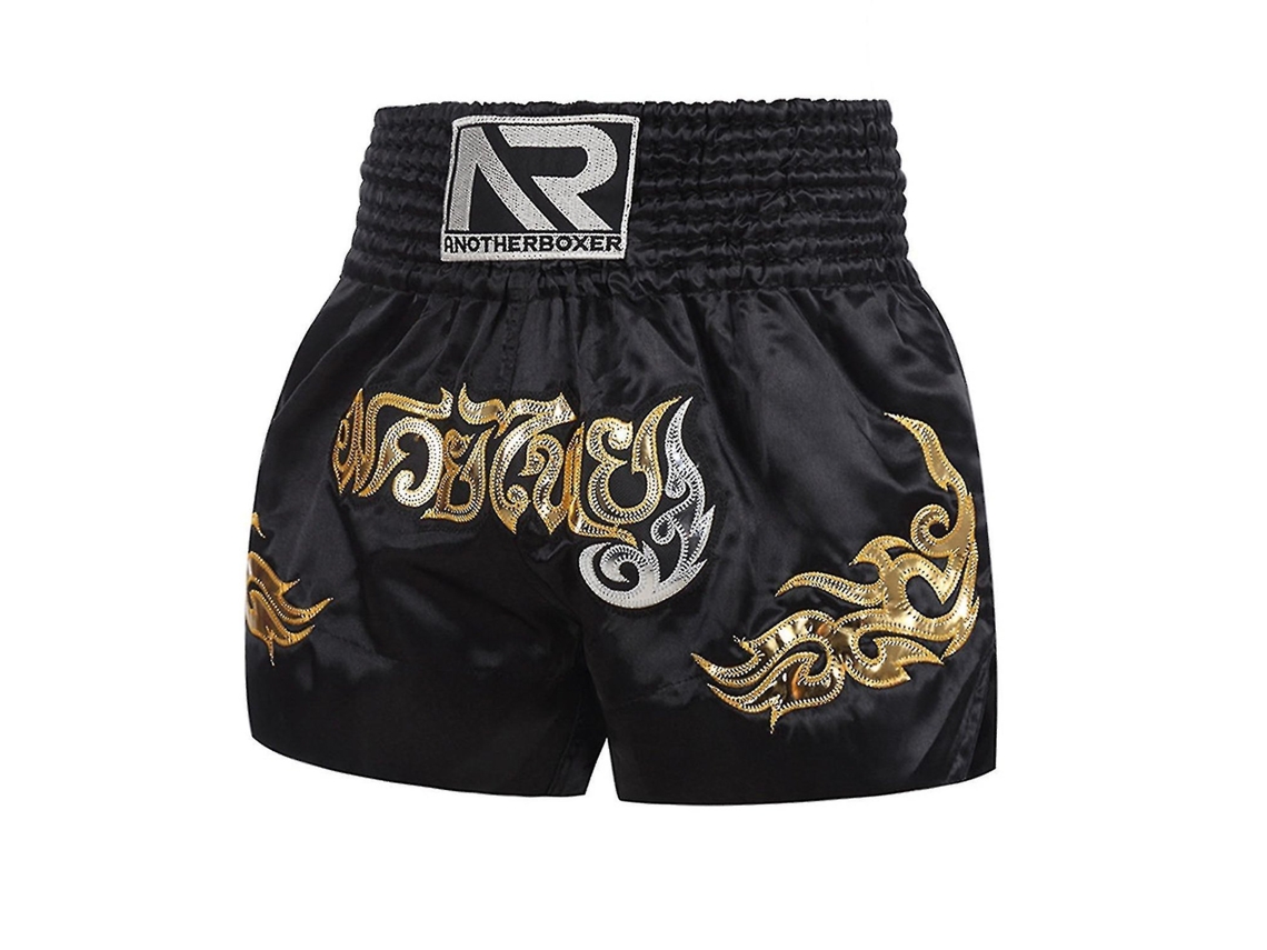 Calção De Boxe Antifricção Para Muay Thai E Kickboxing, Banmo Perfet, Preto. Brilvibera