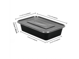 (500ml) Pacote Com 10 Lancheiras Descartáveis De Plástico Preto, Resistentes Ao Micro-ondas E À Geladeira.