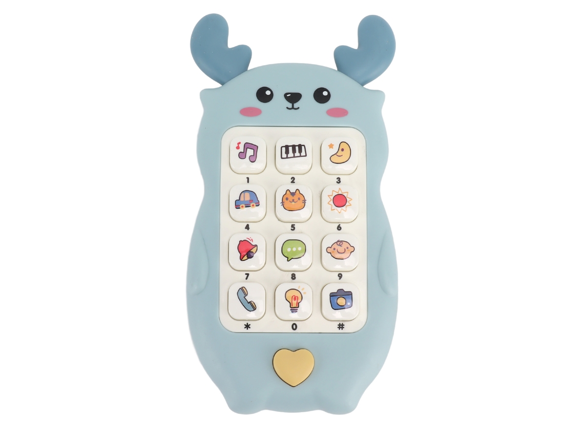 Primerox brinquedo Telefone Bebê Interativo com Luzes Música Educativo Precoce Azul