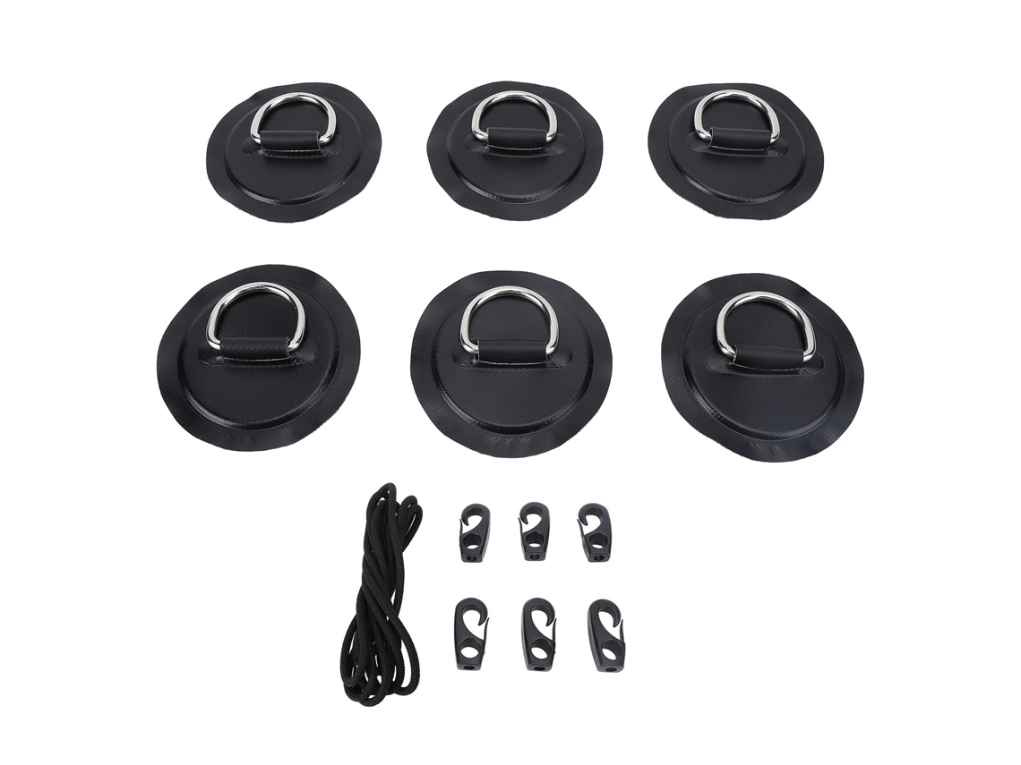 Kit de Parches Anillo D de Acero Inoxidable para Tabla de Remo Pvc Kayak Bote Inflable Canoa Negro S/MARCA