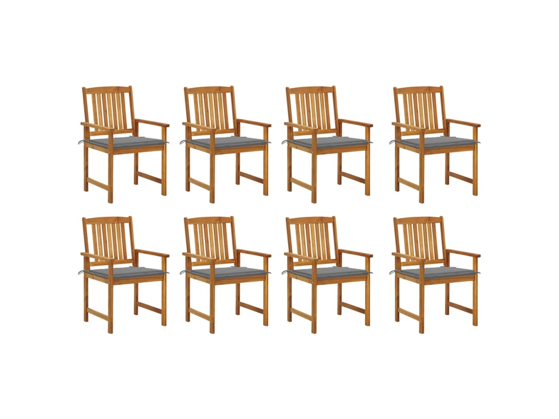 Vidaxl Cadeiras De Jardim Com Almofadões 8 Pcs Acácia Maciça