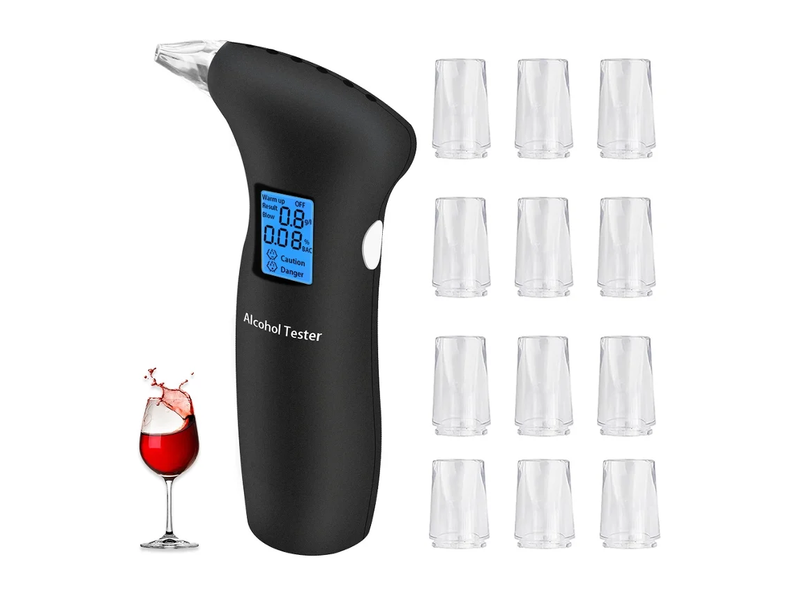 Bafômetro, Bafômetro Preciso, Bafômetro Profissional Para A Polícia, Equipado Com 12 Bicos De Teste E Visor Lcd