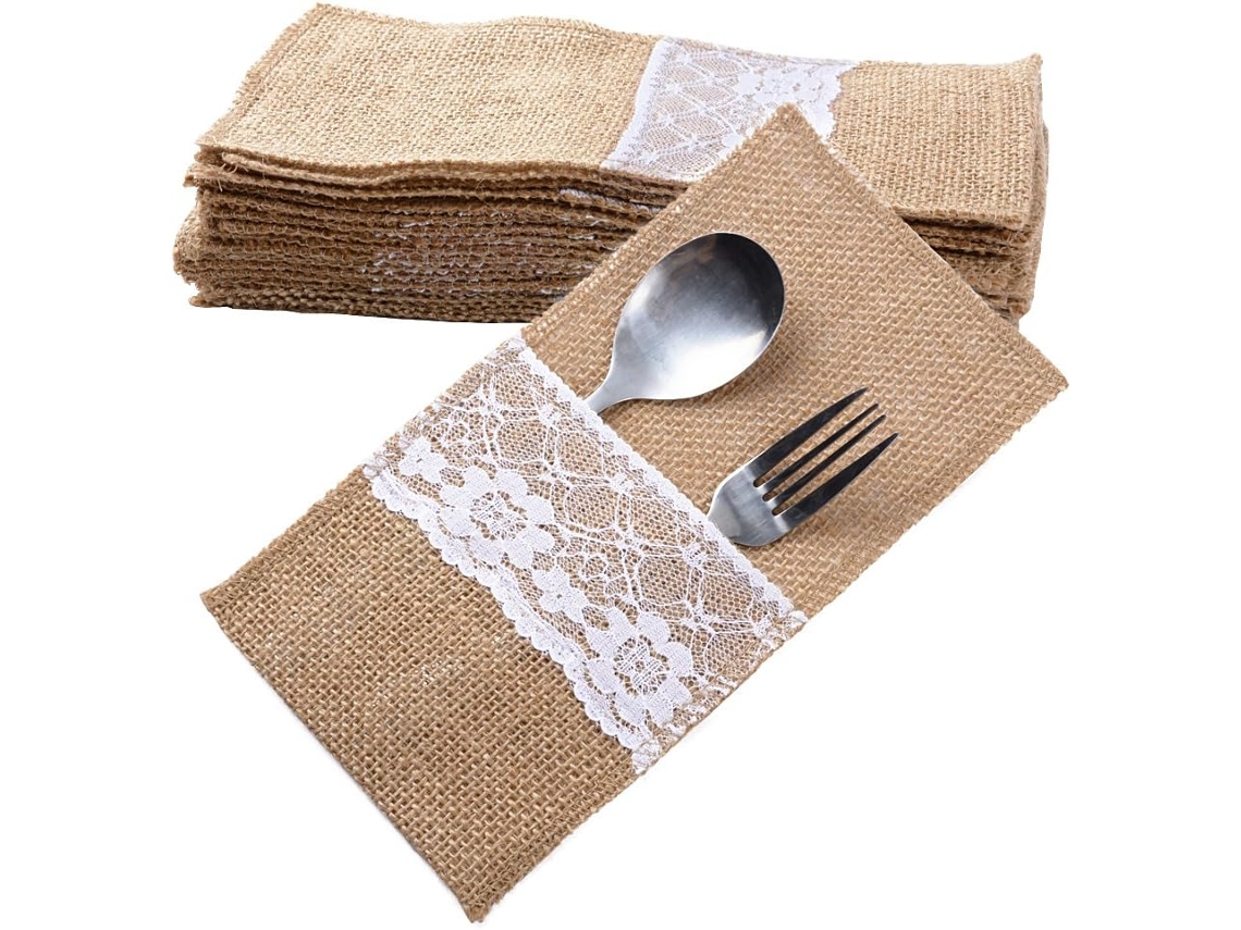 Bolsas Para Cubiertos De Yute-decoración De Mesa-20 Uds.