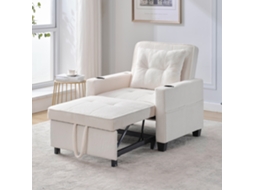 Sofá-cama De 1 Lugar - 3 Em 1, Com Porta-copos E Porta Usb, Sofá Reclinável E Poltrona - Branco