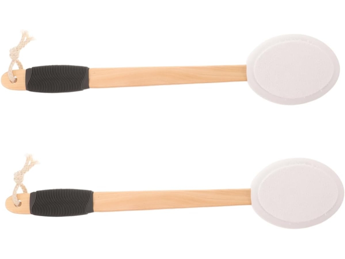 Conjunto De 2 Escovas Banho Para As Costas Veemoon Com Cabos Longos Silicone Antiderrapantes, Escova Esfoliante Corporal
