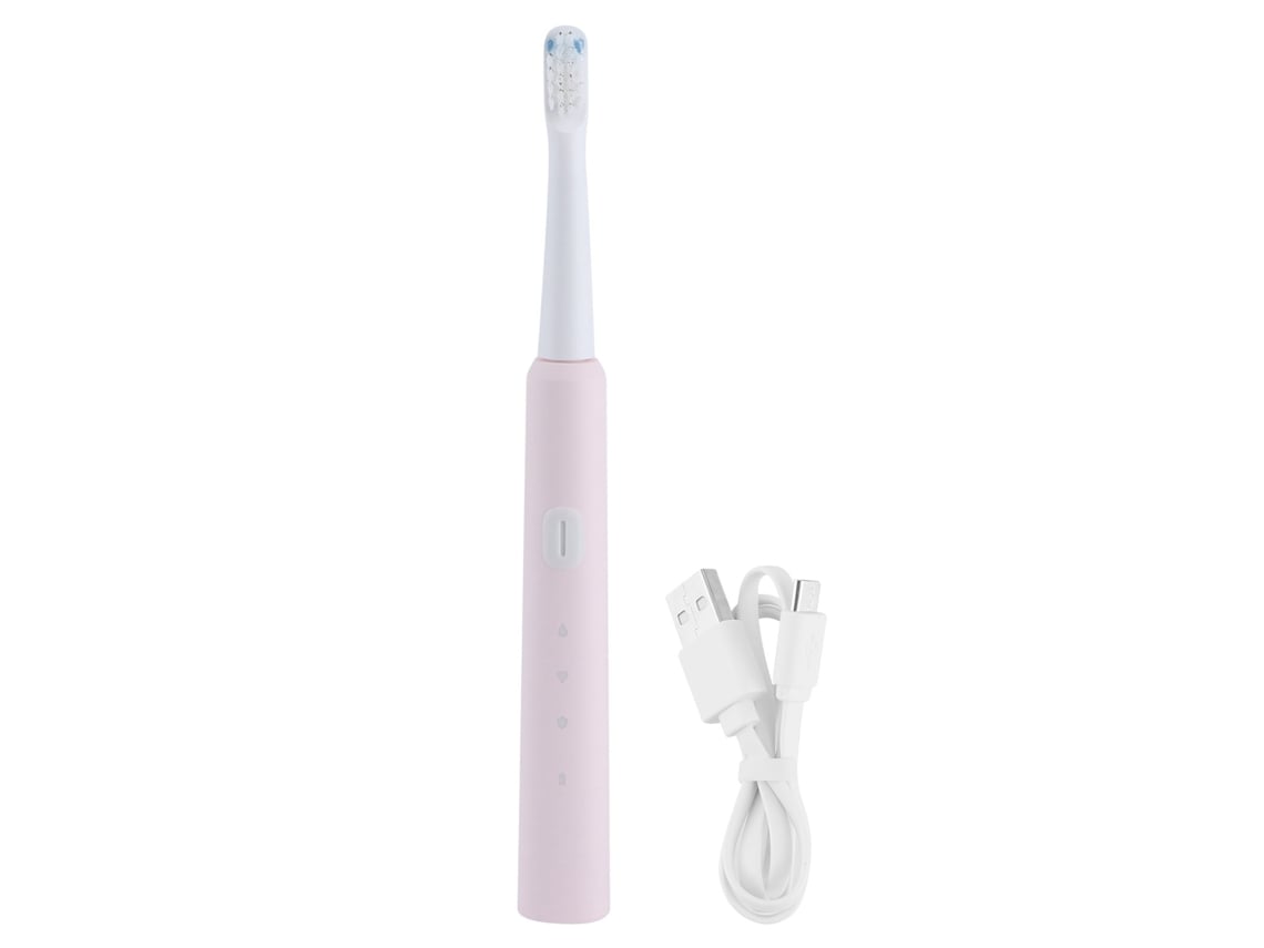 Escova de dentes elétrica Baok SN301 Sound Waves para adultos, à prova d'água, com cabeça macia e clareadora, USB DC5V, rosa.
