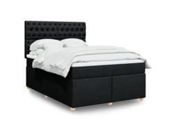 Vidaxl Cama Com Molas/colchão 140x190 Cm Tecido Preto
