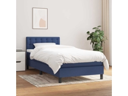 Vidaxl Cama Com Molas/colchão 80x200 Cm Tecido Azul