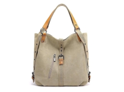 Mochila de Lona Premium, Grande Capacidade, Mulher, Estilo Casual, Retro, Khaki