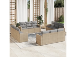 Vidaxl 12 Pcs Conjunto de Sofás P/ Jardim com Almofadões Vime Pe Bege