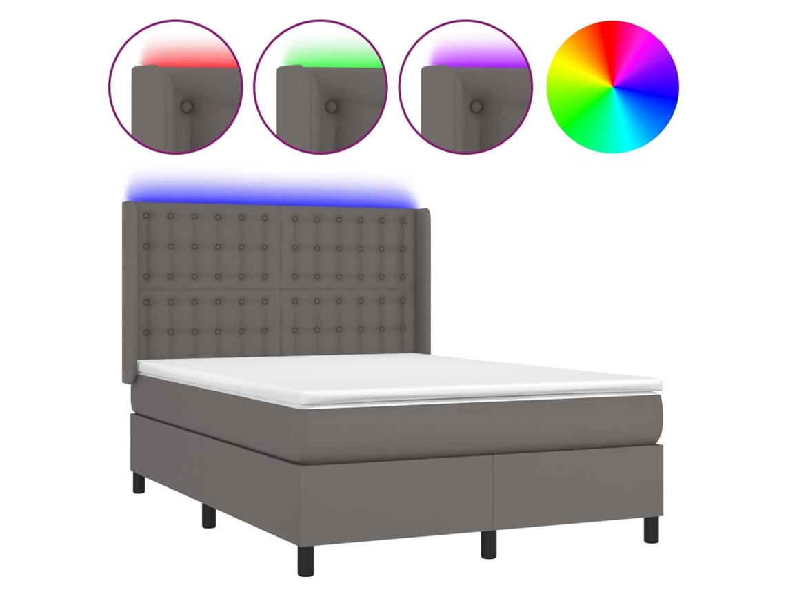 Box Spring Bed, Box Spring Beds Vidaxl Cinzeto Couro Artificial (140 X 200 Cm)