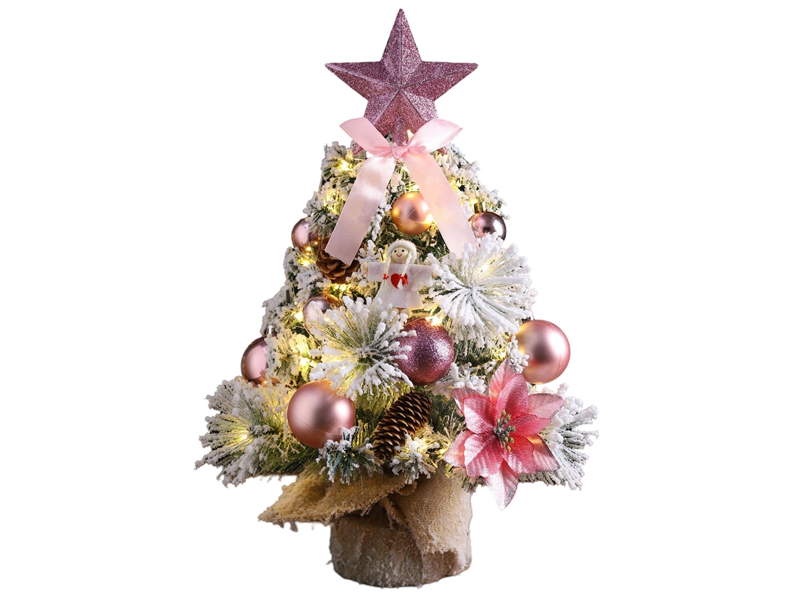 Mini Árvore de Natal de 18 Polegadas com Luzes Árvore de Mesa com Bolas Douradas NEVEANCE
