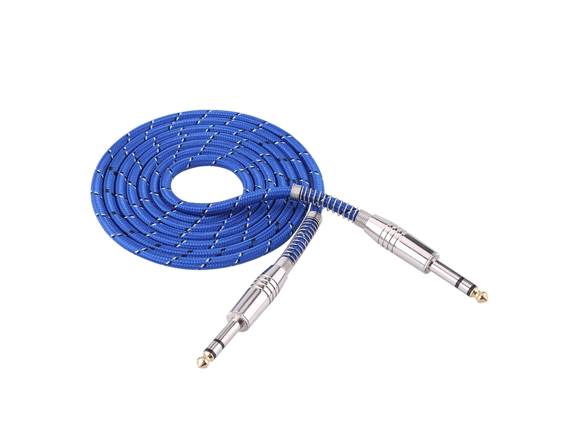 Cabo de Áudio Estéreo Macho a Macho de 6,35 mm, 1,8 m, para Guitarra Elétrica e Mixer | S/MARCA