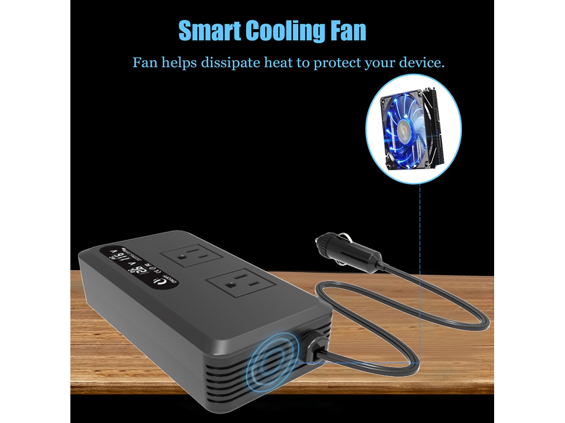 Inversor De Energia Para Automóvel De 12 V A 220 V, Ficha Ue, 200 W, 12 V A 220 V, 110 V, Carregador Rápido Usb Inteligente De Onda Modificada Com Ecr