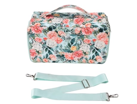 Estojo rosa de grande capacidade com 120 compartimentos. Leve, portátil, durável e de excelente qualidade. Miraflow.