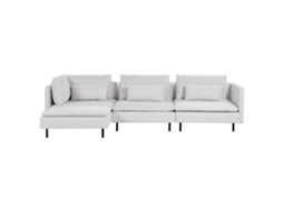Sofá De Canto Modular De 3 Lugares Estofado Beliani Egeris De Tecido Cinzento Claro 291x151x83