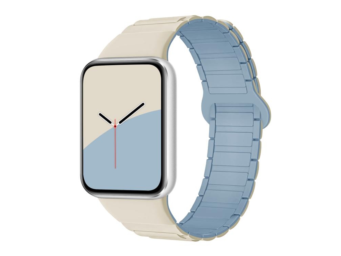 Bracelete Para Redmi Watch 6 / 5 / Xiaomi Band 9 Pro / 8 Pro - Silicone Magnético - Três Contas Branco Antigo, Azul Acinzentado