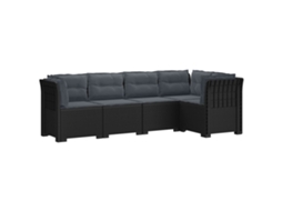 Vidaxl Sofá De Jardim De 5 Pessoas Com Almofadas Visual De Rattan Pp