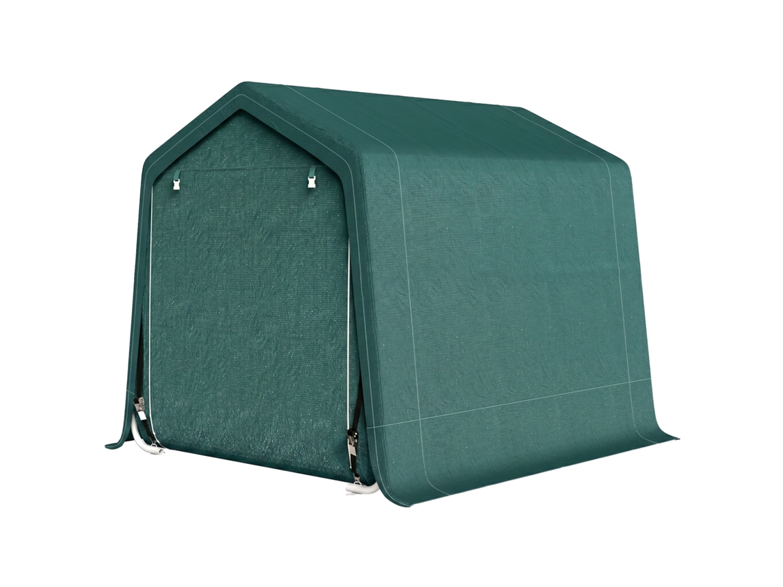 Abrigo De Exterior Para Ferramentas Bicicleta 2,4x2x2,02 M De Armazenamento Com 2 Portas Anti-uv Para Jardim Verde