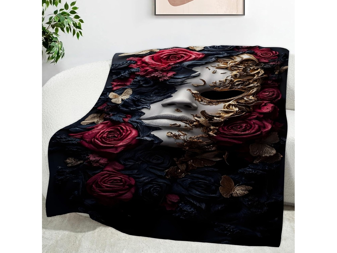Manta Criativa Artística Rosa 100x130 Cm Multifuncional Macia Confortável em Flanela Ideal para Cama Escritóri