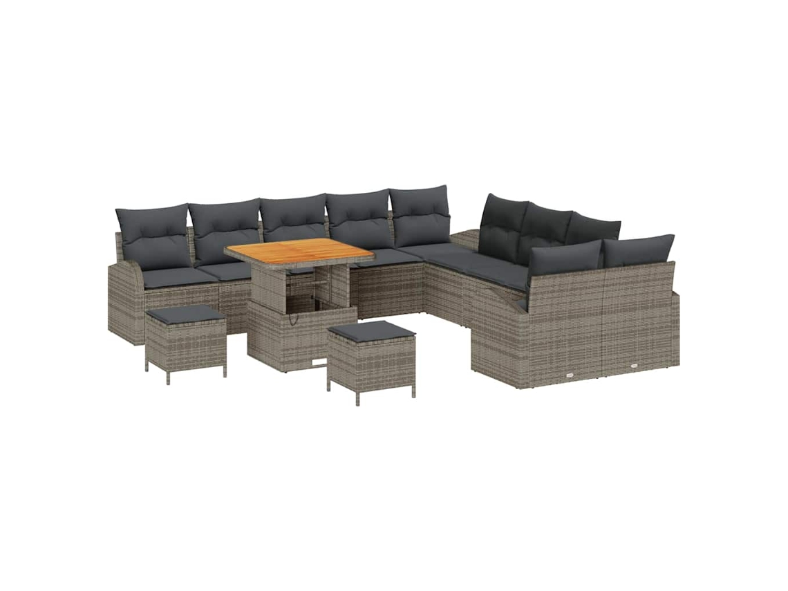 Maison Exclusive - Conjunto De Sofá De Jardim Com Almofada 13 Pcs Cinzeto Vime Pe