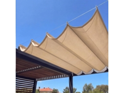 Vela De Sombra Retrátil Impermeável Com Proteção Uv 220 X Cm Em Poliéster Amarelo Areia Para Pátio