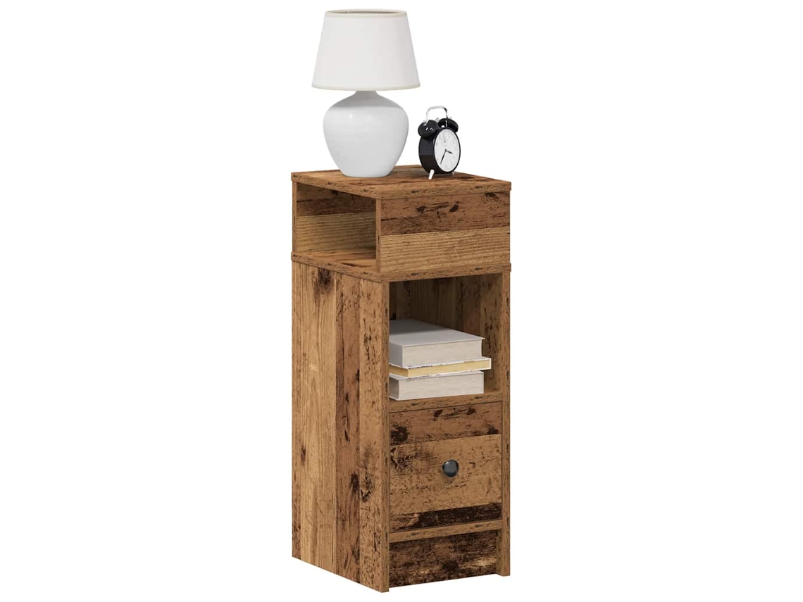 Vidaxl Mesa De Cabeceira Com Gaveta 25x31x66 Cm Madeira Velha
