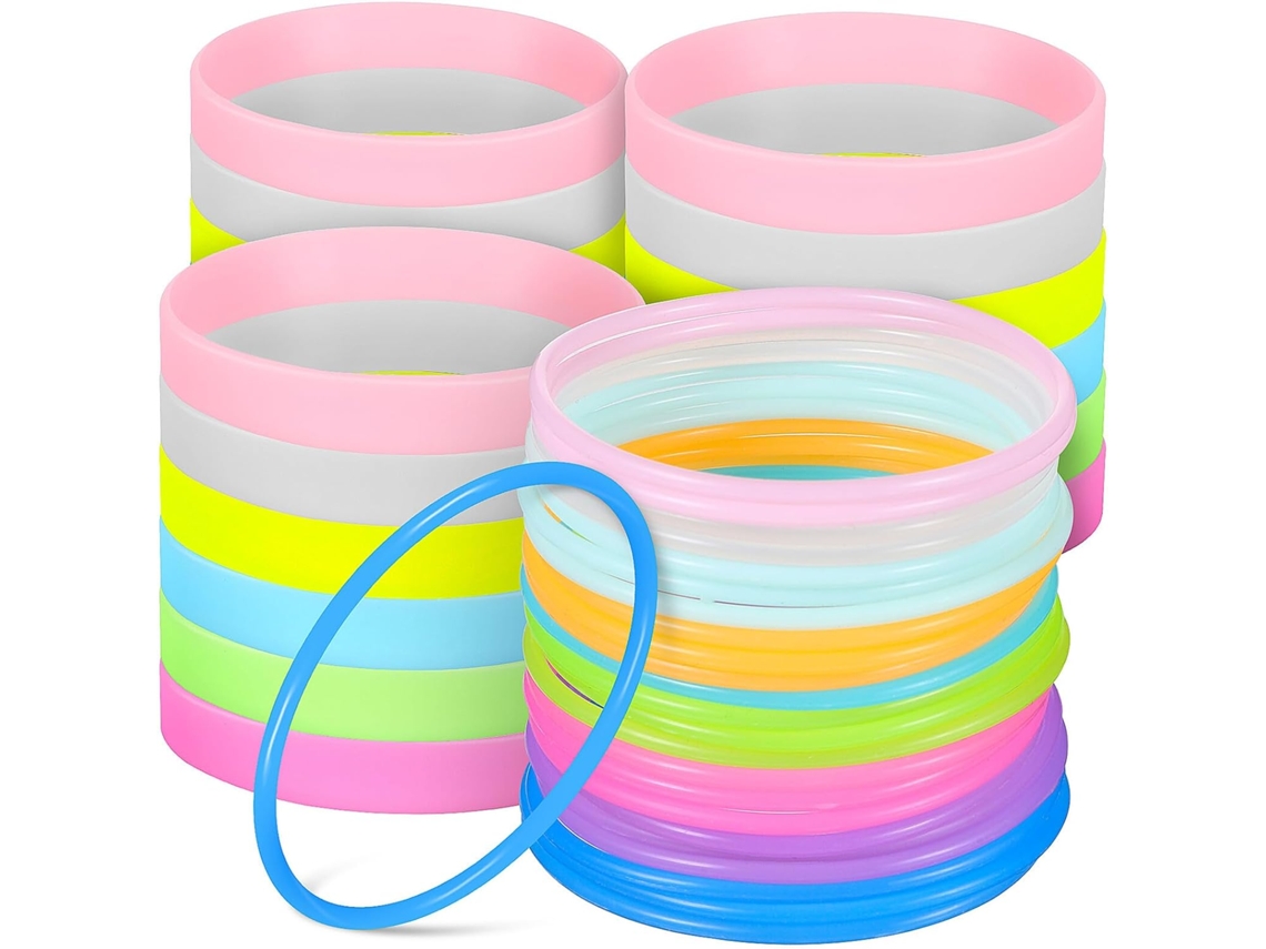 De 48 Pulseiras De Silicone Luminosas Multicoloridas, Com Efeito De Brilho Noturno, Material Seguro E