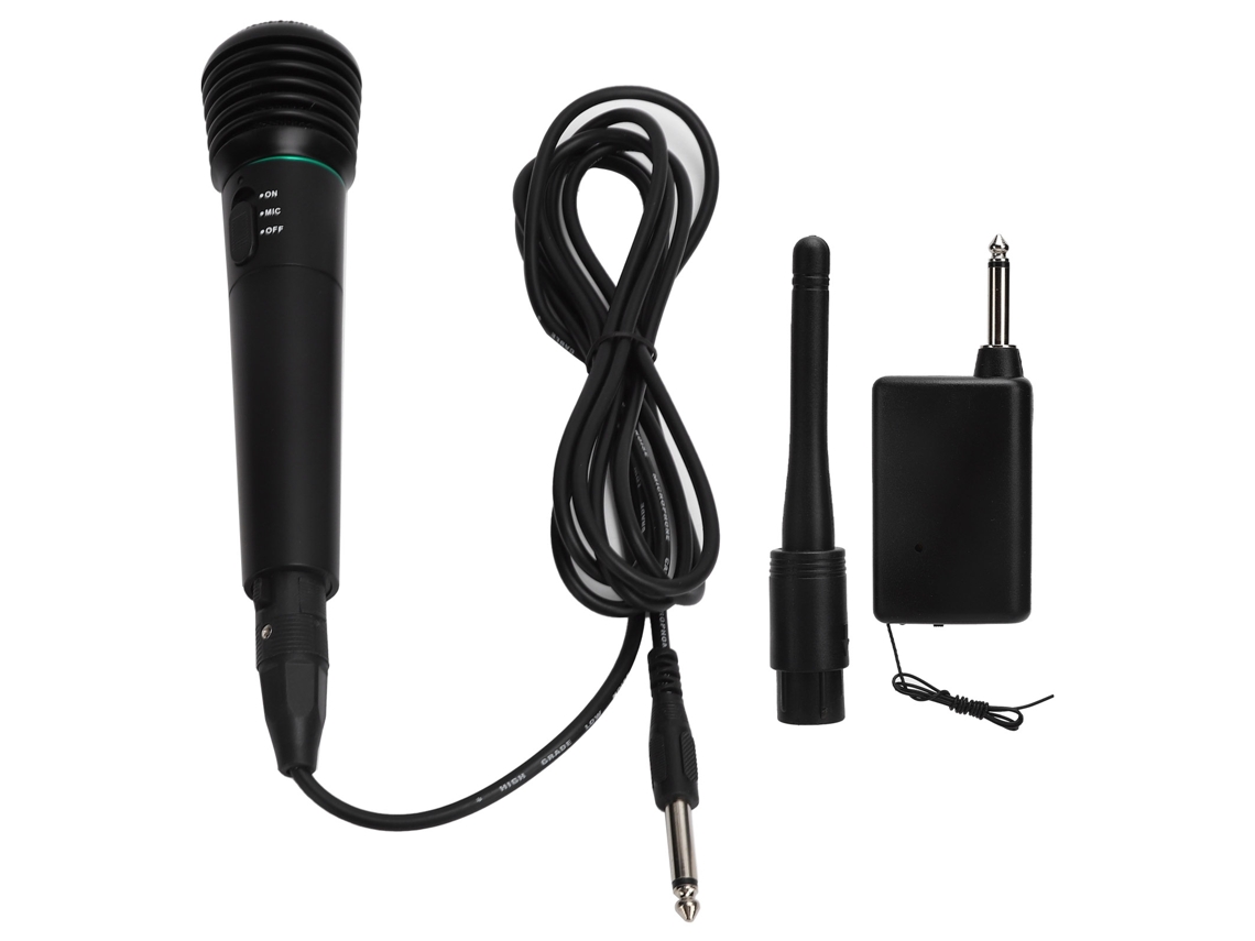 Micrófono Dinámico de Mano 2 en 1, Cable e Inalámbrico, Receptor | S/MARCA