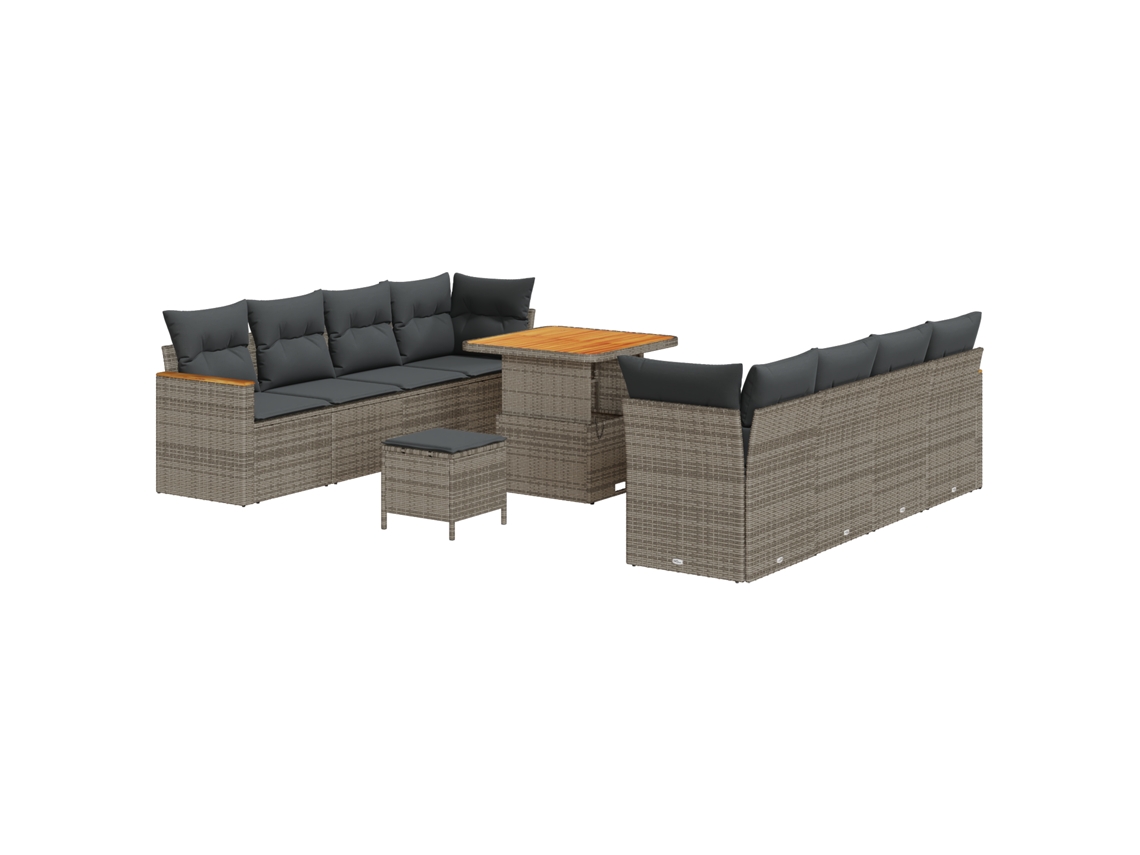 Conjunto 12 Conjunto De Sofá De Jardim Vidaxl Cinzento Vime Pe (80 X 80 X 71 Cm)