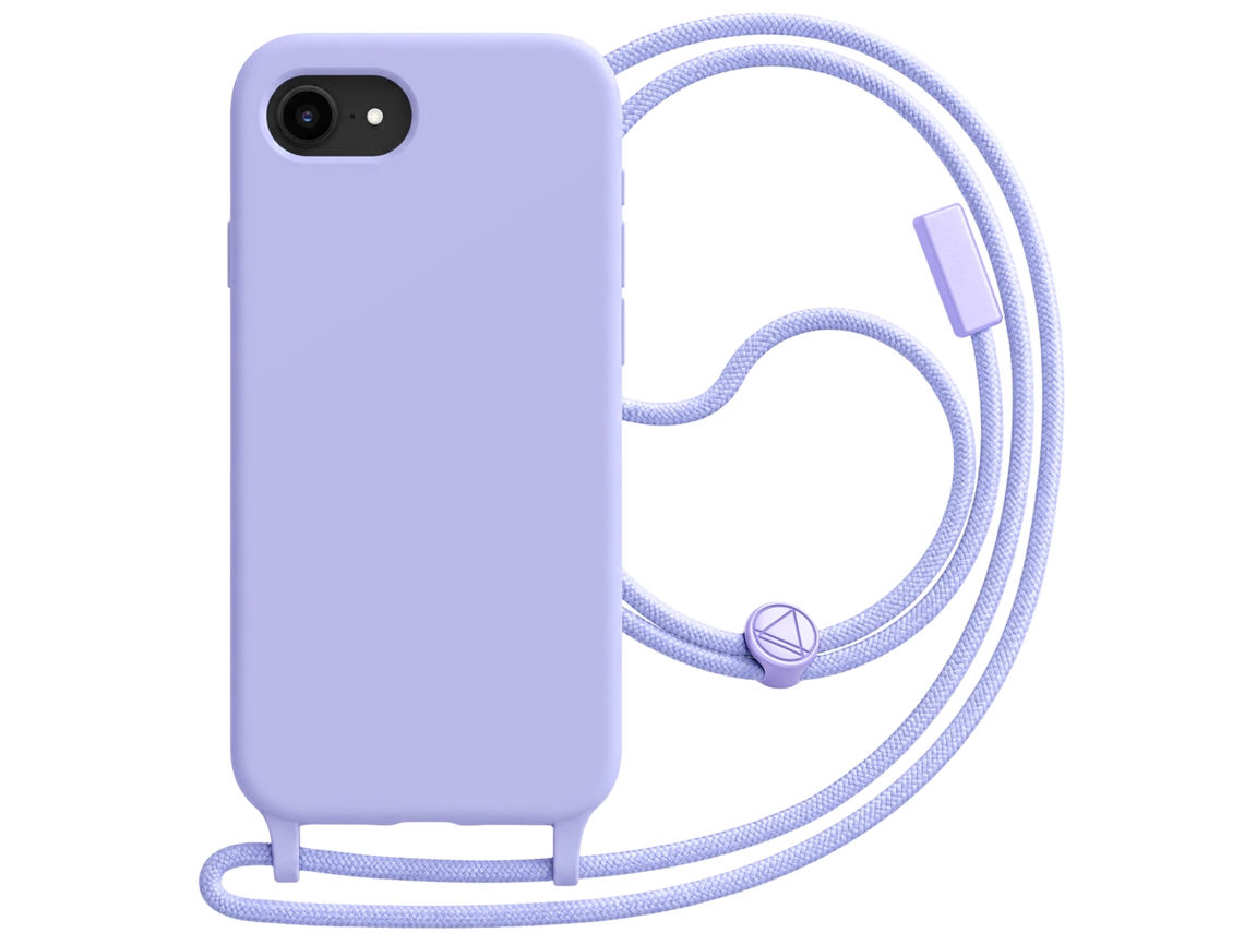 Capa Para Iphone 17e Em Silicone Com Cordão Em Nylon Entrançado Ajustável