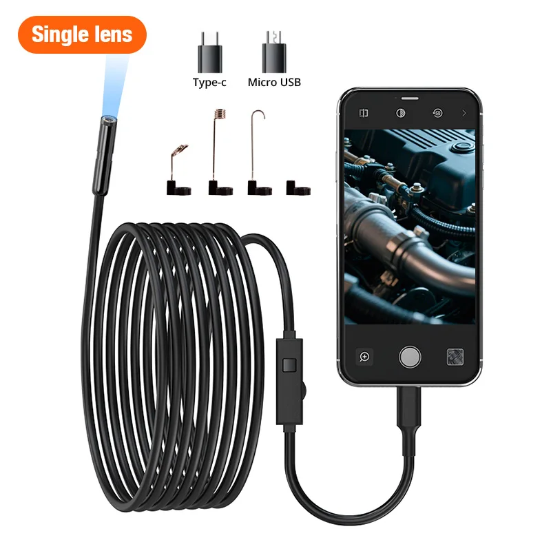 Câmera Endoscópica (lente Única, 3 M), Compatível Com Sistemas Ios E Android, Com Luz Led, À Prova D'água E Poeira Ip67.