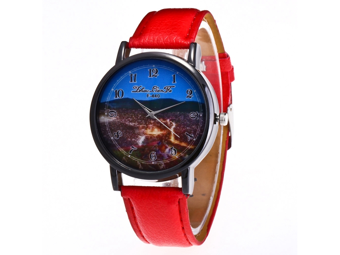 Relógio de quartzo unissex elegante e moderno, ideal para presente casual (vermelho)