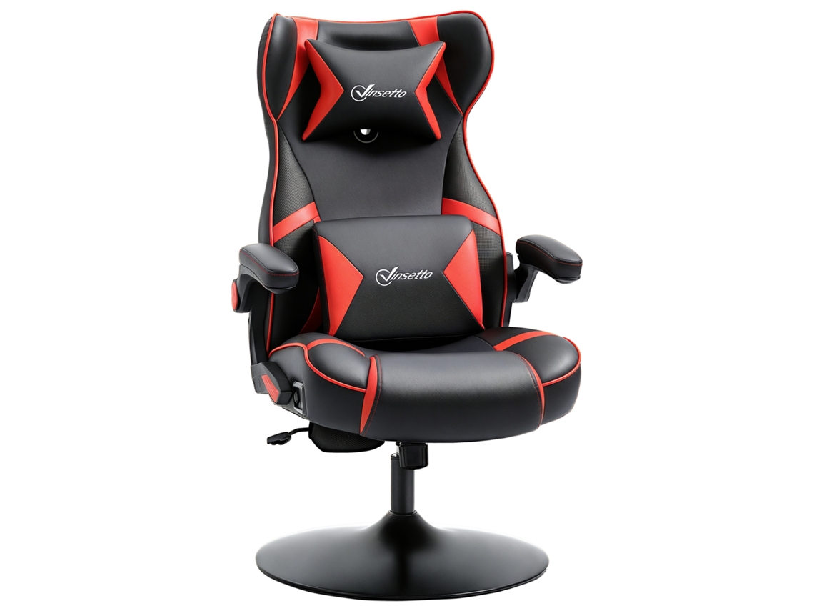 Cadeira De Gaming, Cadeira Gamer, Altifalantes Integrados, Encosto Reclinável, Preto+vermelho, 69 X 73 X 118cm