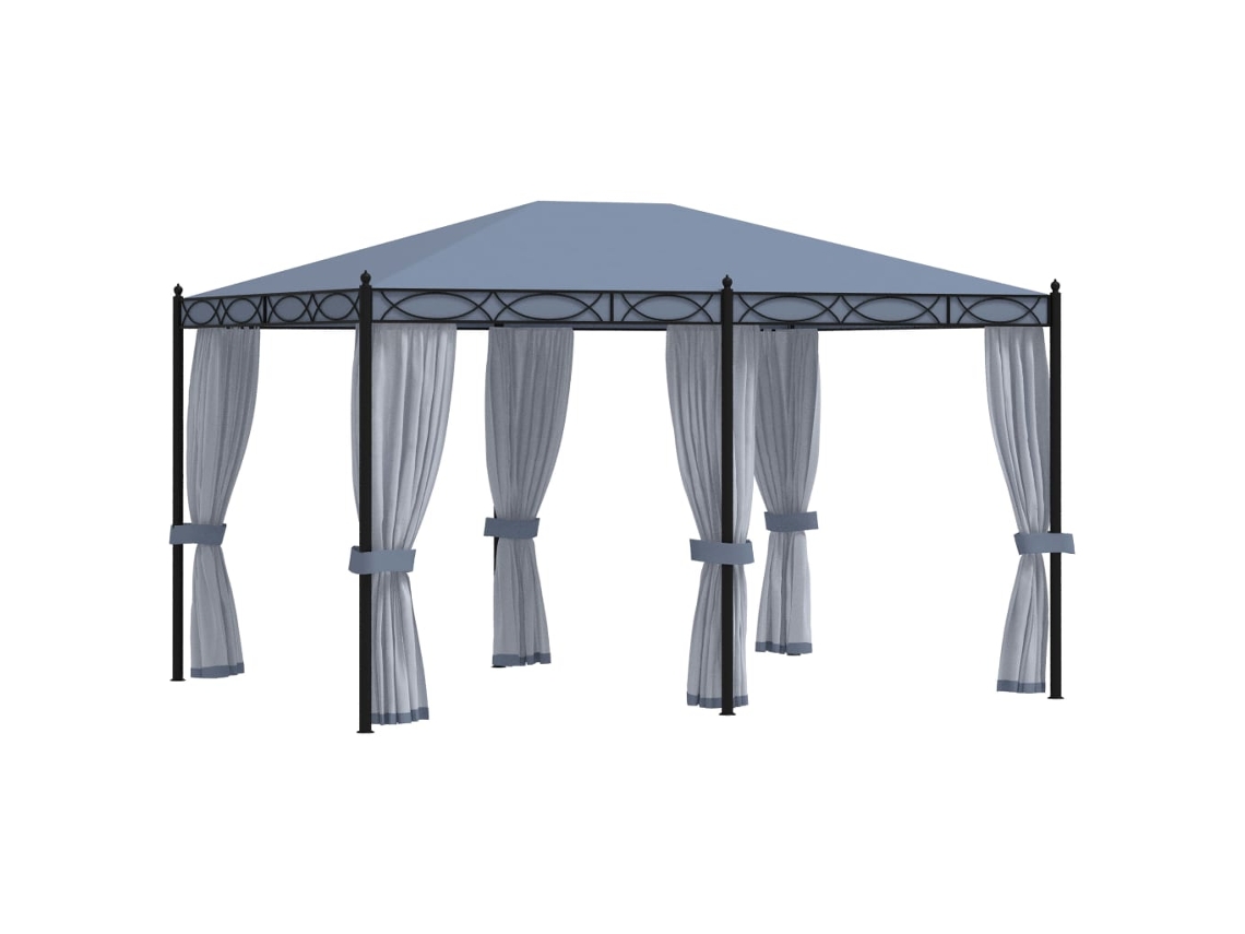 Vidaxl Gazebo Com Proteções Em Rede 3x4 M Aço Antracite
