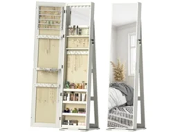 Joalheiro de Pé Mdf e Vidro Cor Brango e Bege 38x38x157 cm Homcom