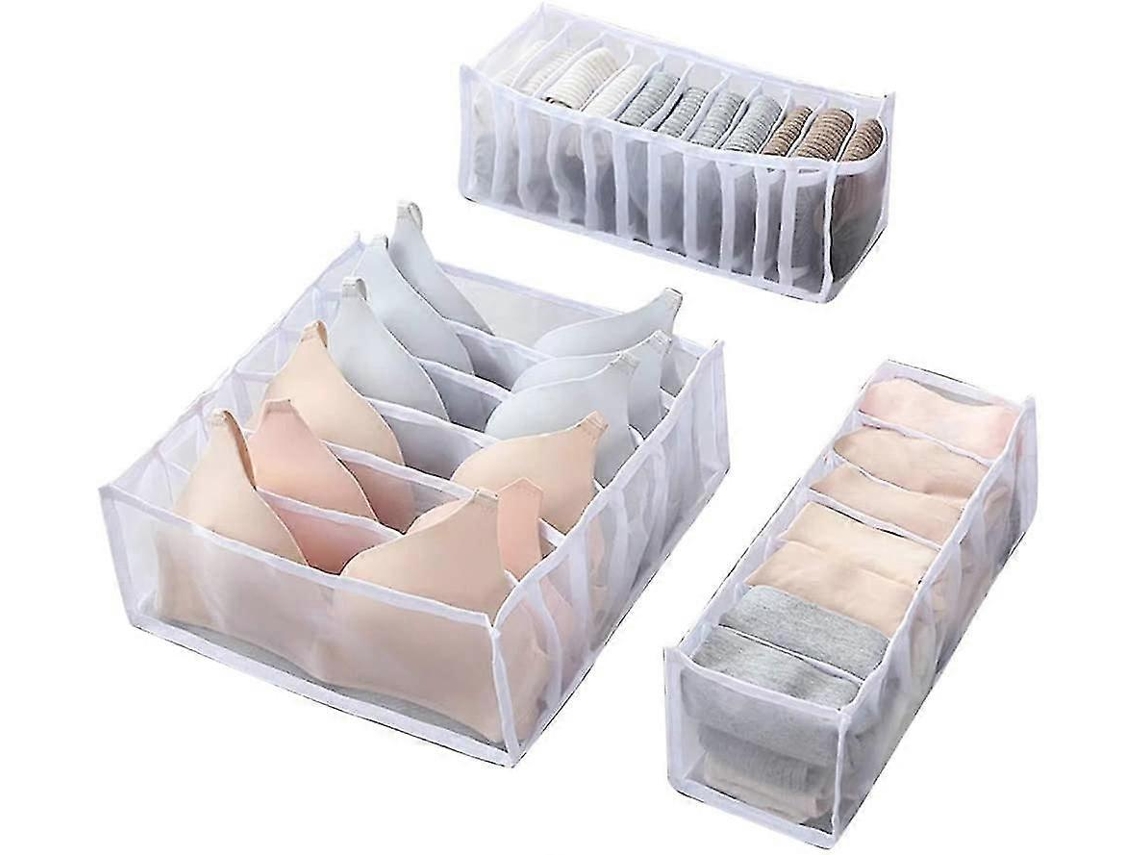 Caixas Para Guardar Roupas Íntimas, Caixa Dobrável Para Meias, Organizador De Gavetas E Armários, Conjunto De 3 Para Sutiãs E Meias. Olysi Shop