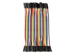 Conjunto de 5 fios jumper coloridos, cabo plano FF de 11,5 cm e 40 pinos para placa de ensaio.